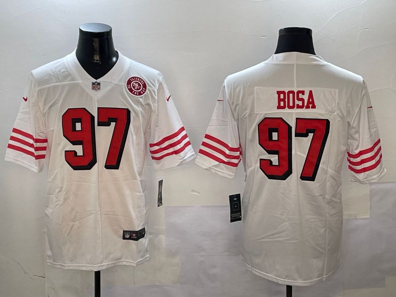 Men San Francisco 49ers #97 Bosa White Throwback 2024 Nike Limited NFL Jersey style 01043